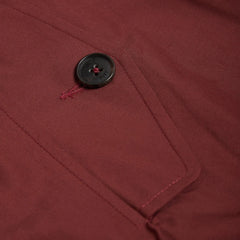 Close-up of the flap pocket showing button closure and refined stitching.
