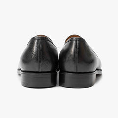Oriental Albers Penny Loafer in Black Utah Calf leather, back view showing heel and stitching.