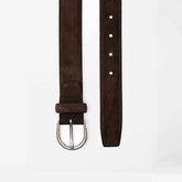 TLB Mallorca Belt 1.25" Suede Brown Silver Buckle