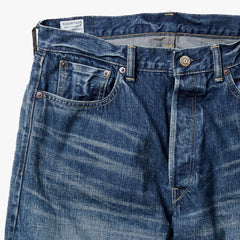 Close-up of the waistband and button area of the A Vontade 5 Pocket Jeans showing stitching details and durable denim fabric.