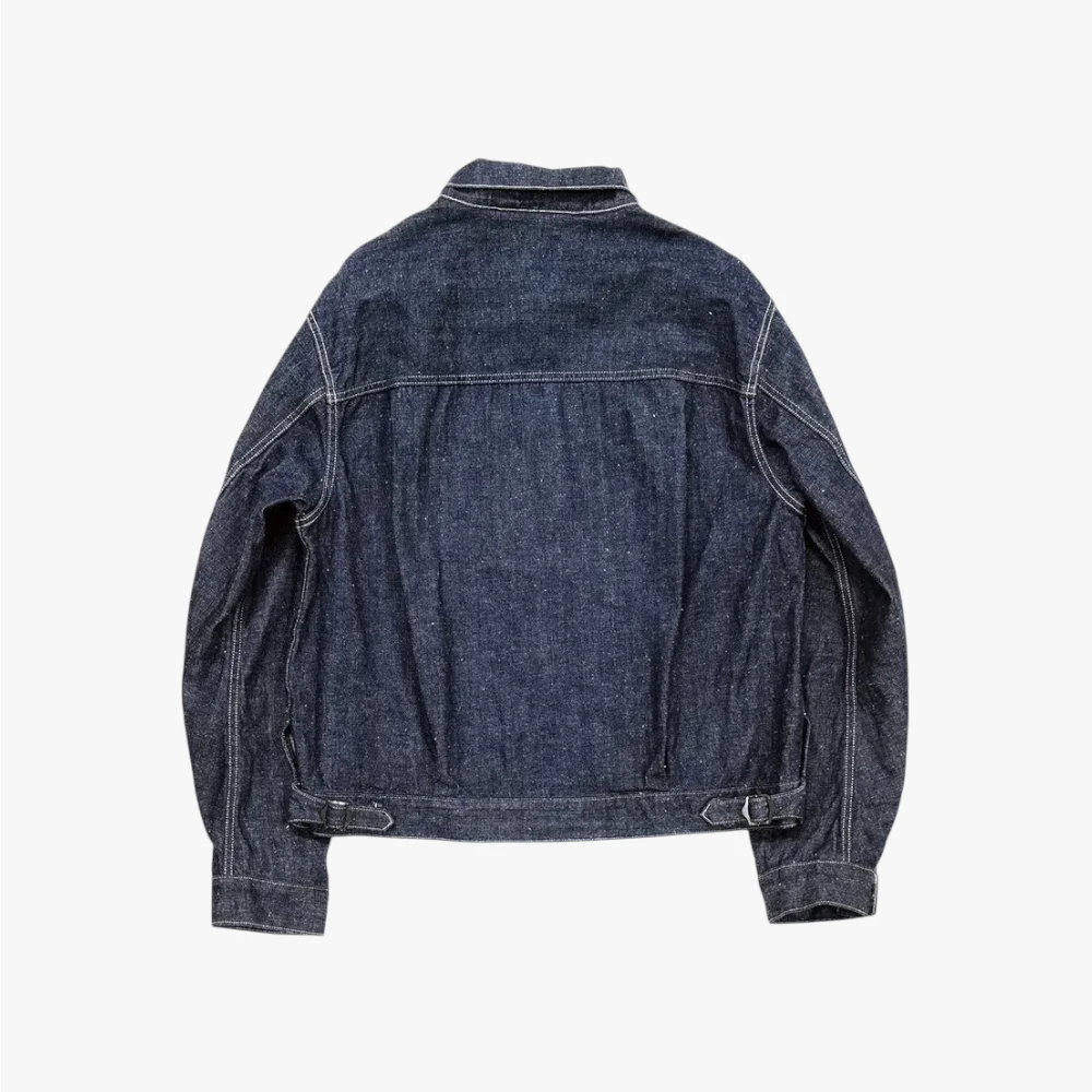 Back view of the A Vontade Coal Mine Blouse in indigo highlighting the clean back construction and balanced proportions.