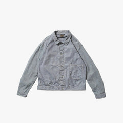 A Vontade Coal Mine Blouse Jacket Indigo Pincheck Front View