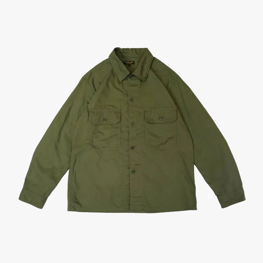 A Vontade Field Shirt Jacket Military Poplin Olive Front View