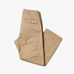 Close-up of the beige cotton twill fabric showing texture, weave, and sturdy yet refined finish.