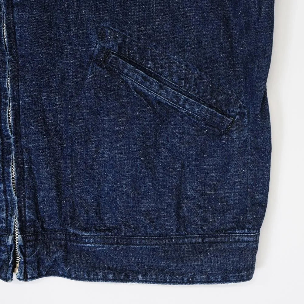 A Vontade ZIP Work Jacket 9.5oz Nepped Denim Indigo Used Washed Pocket Detail