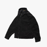 Front view of the A Vontade Zip Work Jacket in black corduroy showing the zip-front closure and classic workwear silhouette.