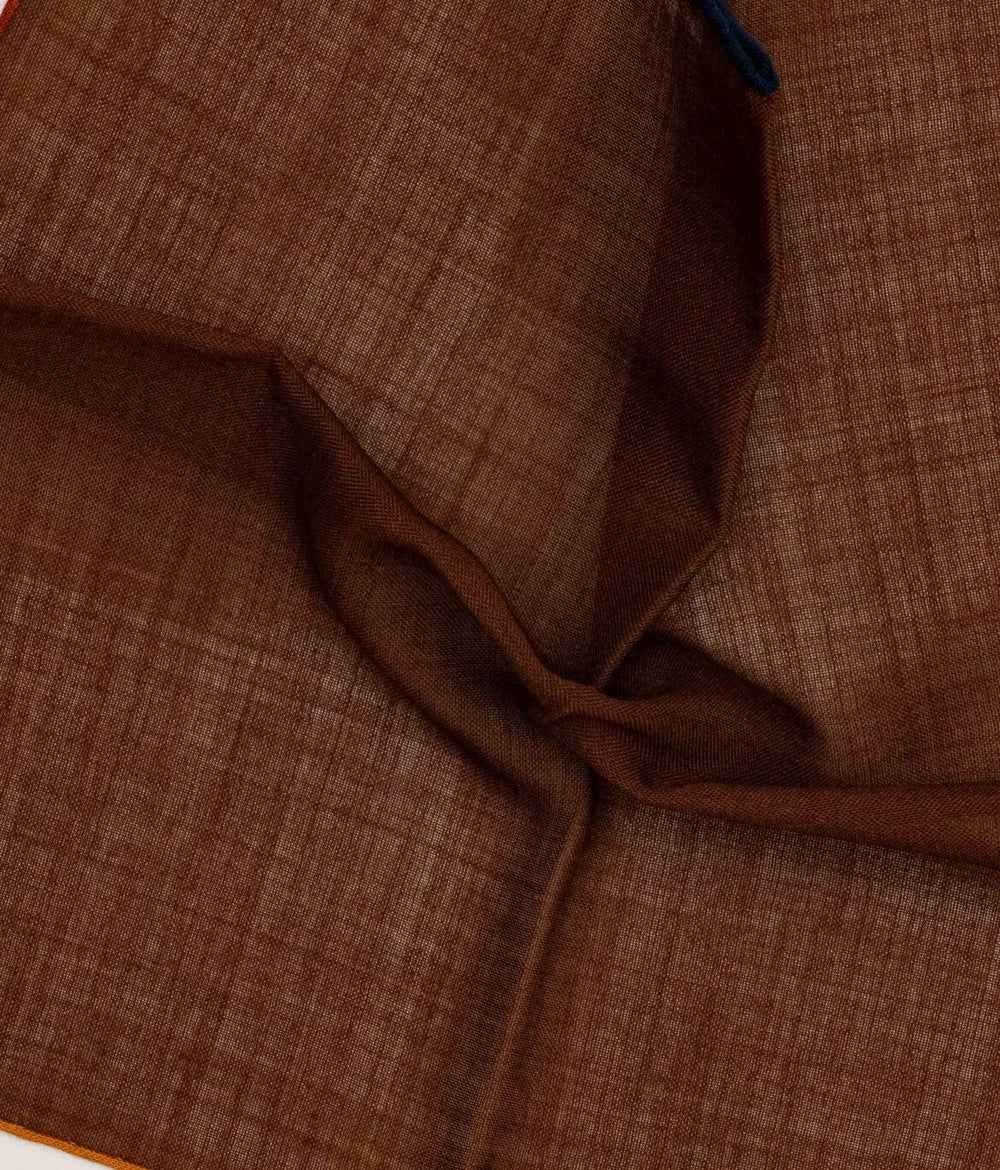 Close-up detail of the Adamley Pocket Square Brown