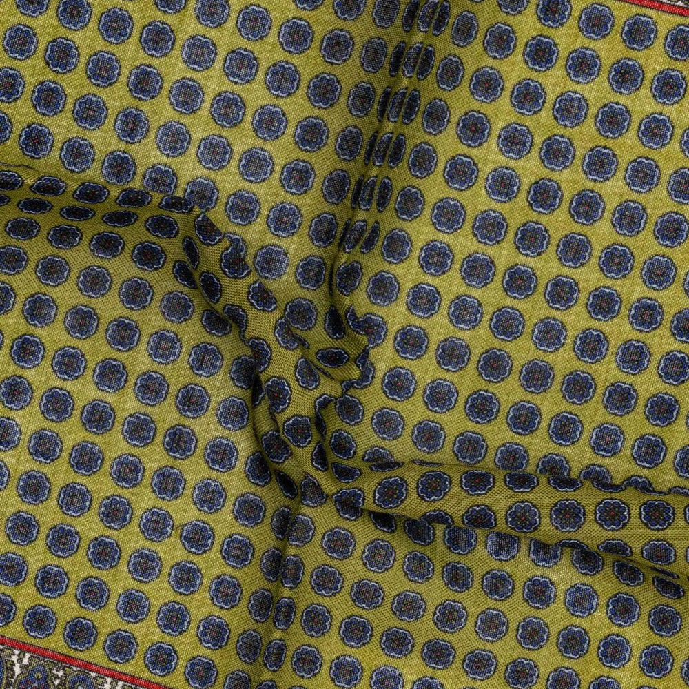 Close-up detail of the Adamley Pocket Square Floral Green