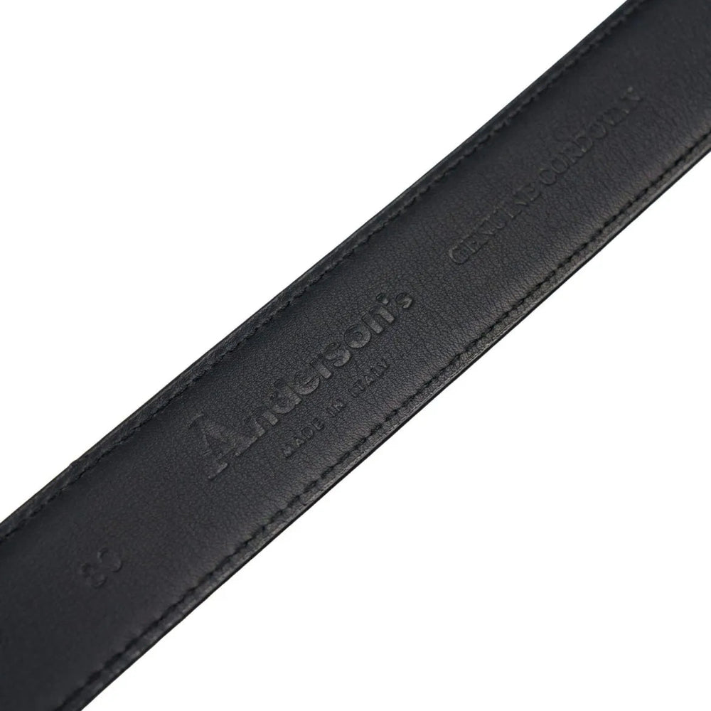 Leather close-up of Anderson's Brass Buckle Belt Cordovan Black