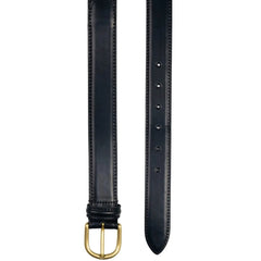 Detailed craftsmanship view of Anderson's Brass Buckle Belt Cordovan Black
