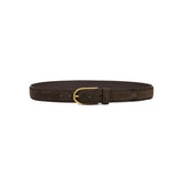 Front view of Anderson's Brass Buckle Belt Suede Dark Brown