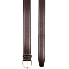 Detailed craftsmanship view of Anderson's Silver Buckle Belt Calf Dark Brown