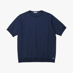 Front view of the Anticipo Nebbiolo smooth crew neck T-shirt in navy featuring a clean silhouette and refined minimalist design.