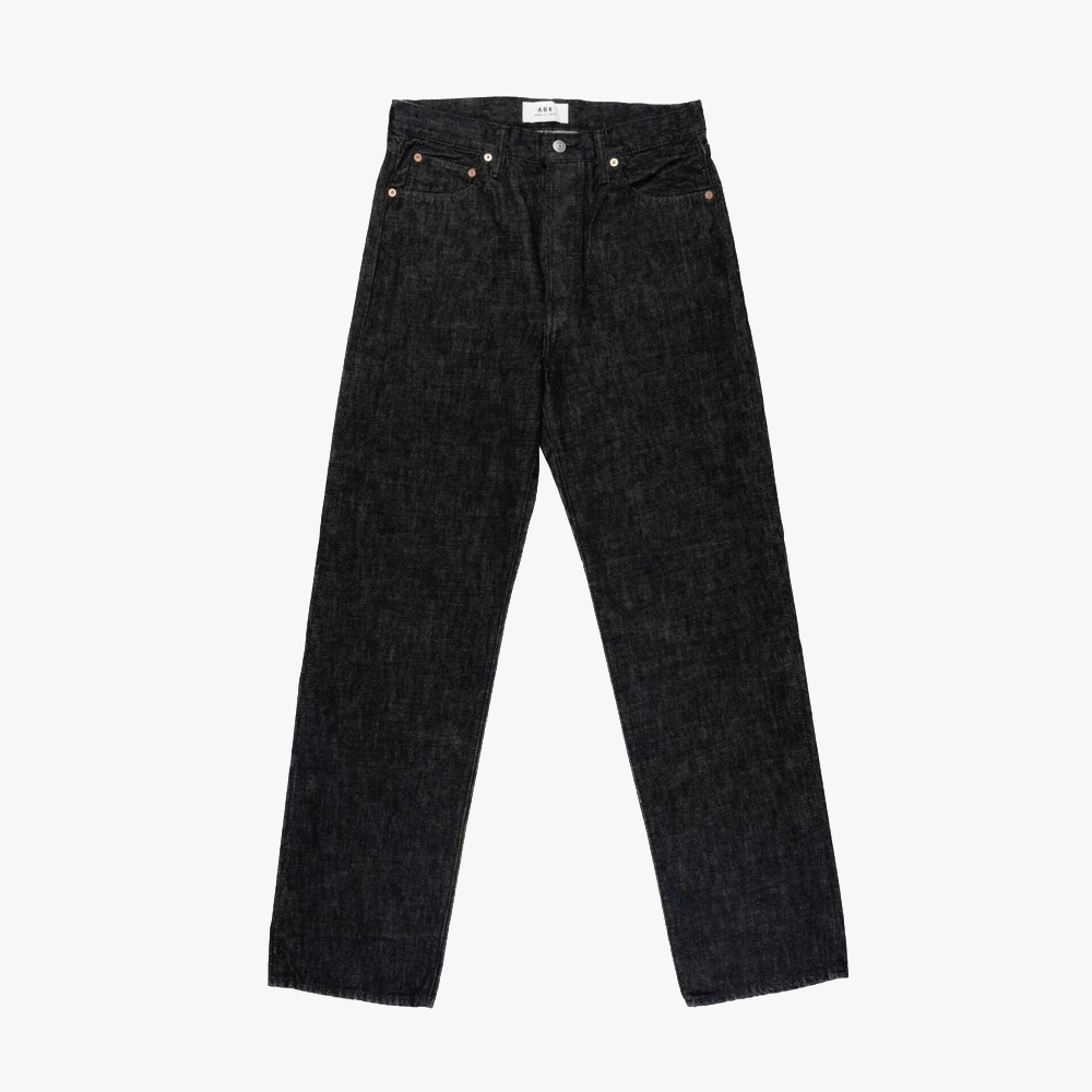 Front view of the Ark Regular Fit Jeans Sydney Black showing the straight silhouette, deep black tone, and clean minimal aesthetic.