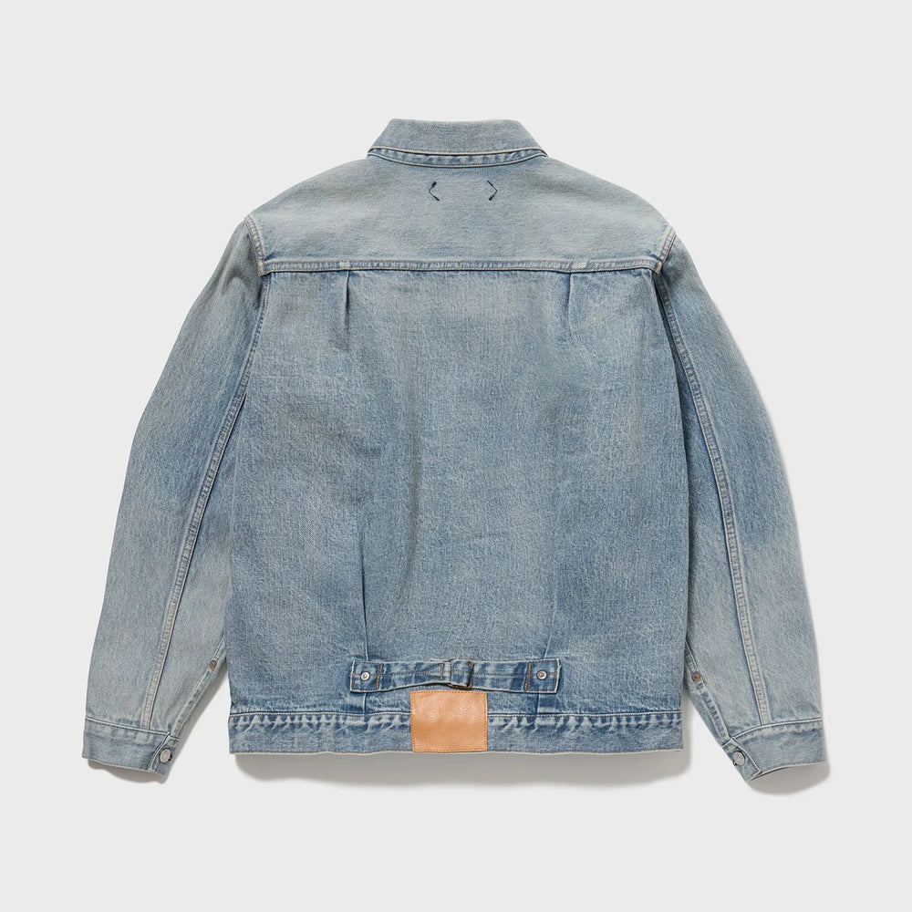 Auberge Bio Denim Jacket Bleach Back View Japanese Denim Jacket
