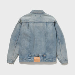 Auberge Bio Denim Jacket Bleach Back View Japanese Denim Jacket