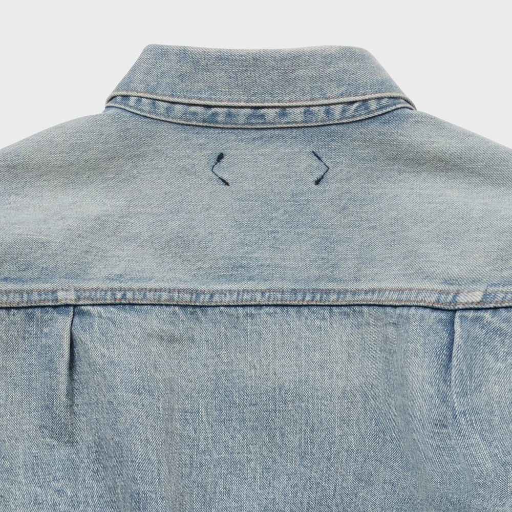 Auberge Bio Denim Jacket Bleach Back Yoke Detail Japanese Denim