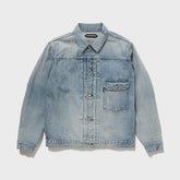 Auberge Bio Denim Jacket Bleach Front View Bleached Denim Jacket