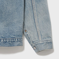 Auberge Bio Denim Jacket Bleach Sleeve Cuff Detail Bleached Denim