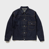 Auberge Bio Denim Jacket Indigo One Wash Front View Japanese Denim Workwear Jacket