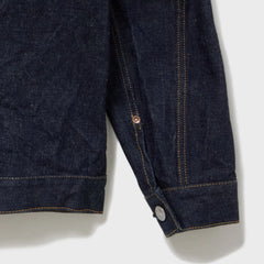 Auberge Bio Denim Jacket Indigo One Wash Sleeve Cuff Detail One Wash Denim