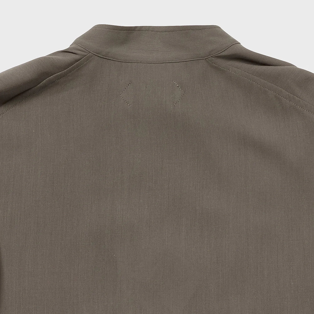 auberge gred jacket greige back silhouette detail.