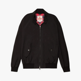 Front view of the Baracuta G9 Harrington Jacket in black showing the classic silhouette and zip-front design.