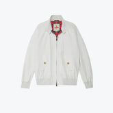 Front view of the Baracuta G9 Harrington Jacket Mist highlighting the classic Harrington silhouette and front pockets.