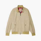 Front view of the Baracuta G9 Harrington Jacket in Natural showing the classic silhouette and zip-front design.
