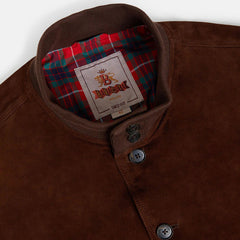 Baracuta Suede Blouson Chocolate Collar Detail