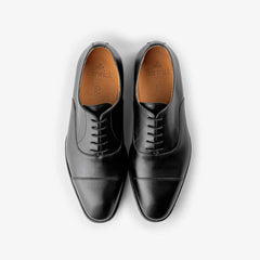 Berwick 5196 Oxford Cap Toe in black Chateaubriand leather, top view of pair.