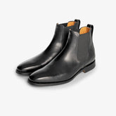 Berwick 376 Chelsea boots in black box calf leather, angled view.