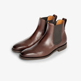 Berwick 376 Chelsea boots in Nomera dark brown leather, angled view.