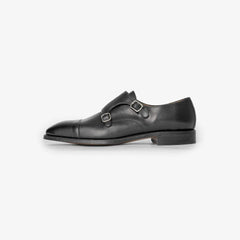 Berwick 5212 double monk shoe in black Chateaubriand leather, side profile