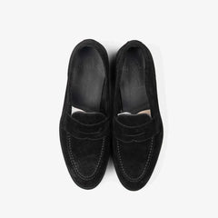 Berwick 5138 Penny Loafer in black suede, top view of pair.
