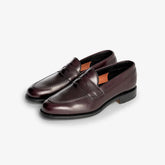 Berwick 5138 Penny Loafer in Rois Cordovan leather, angled front view showing rich sheen.