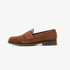 Berwick 5138 Penny Loafer in snuff suede, side profile highlighting clean lines.