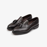 Berwick 5139 Tassel Loafer in Nomera dark brown leather, angled front view showing tassel detail.
