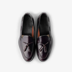 Berwick 5139 Tassel Loafer in Rois Cordovan leather, top view of pair with tassels visible.