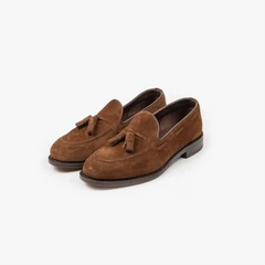 Berwick 5139 Tassel Loafer in snuff suede, angled front view showing tassel detail.