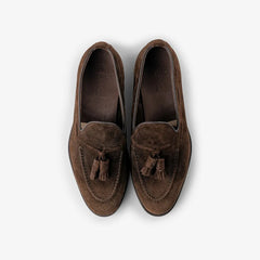Berwick 5139 Tassel Loafer in Repello Gum Oil 173 suede, top view of pair.