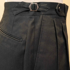 Waistband and waist detail of the Calsa Nagasaki Trousers Cotton Herringbone Black