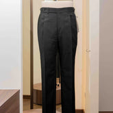 Calsa Nagasaki Trousers Cotton Herringbone Black front view