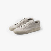 Common Projects Achilles Premium In Suede 2611 Warm Gray 3874 Angled Pair View