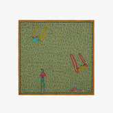 Drake’s Acrobat Print Wool-Silk Bandana Olive Full View