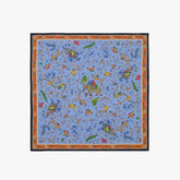 Drake’s Animals and Flowers Print Silk Bandana Blue Full View