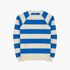 Drake’s Blue and Antique White Stripe Cotton Raglan Sweatshirt Back View