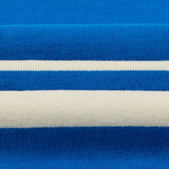 Drake’s Blue and Antique White Stripe Cotton Raglan Sweatshirt Fabric Texture Detail