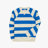Drake’s Blue and Antique White Stripe Cotton Raglan Sweatshirt Front View