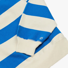 Drake’s Blue and Antique White Stripe Cotton Raglan Sweatshirt Raglan Sleeve Detail